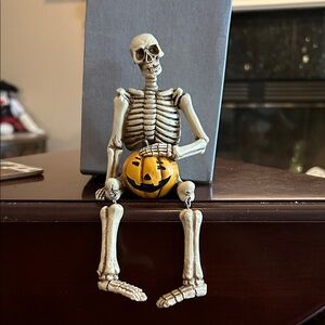 Skeleton Figurine with Pumpkin